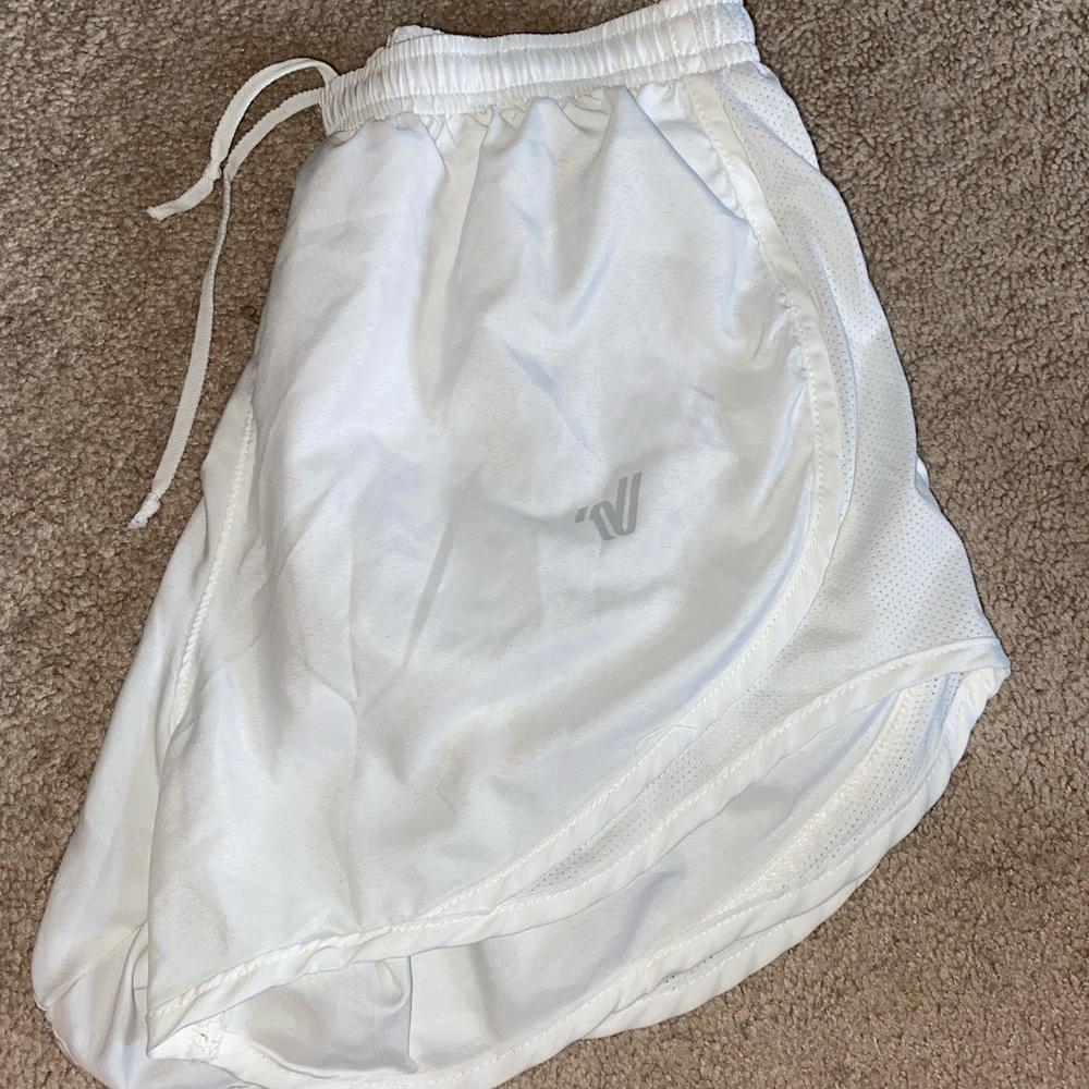 White varsity sport shorts